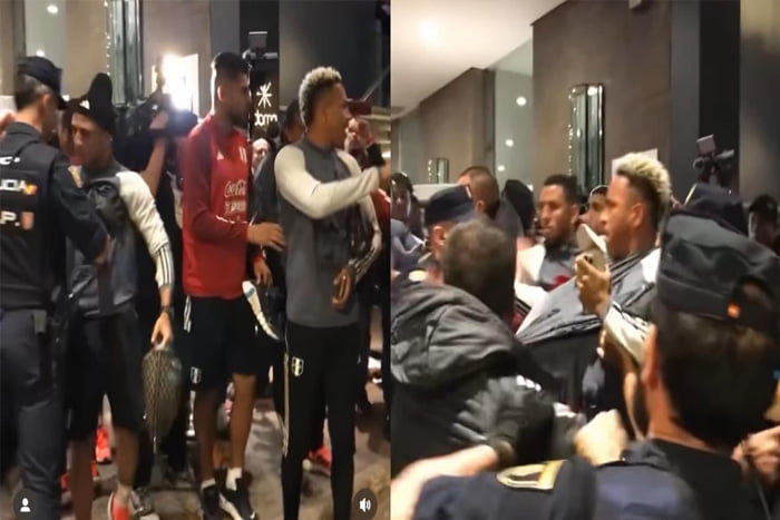 اشتباك بين لاعبي منتخب البيرو والشرطة الإسبانية