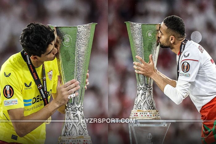 بونو و النصيري أول لاعبان عربيان يتوجان بلقبين أوروبيين في التاريخ 1 بونو و النصيري أول لاعبان عربيان يتوجان بلقبين أوروبيين في التاريخ